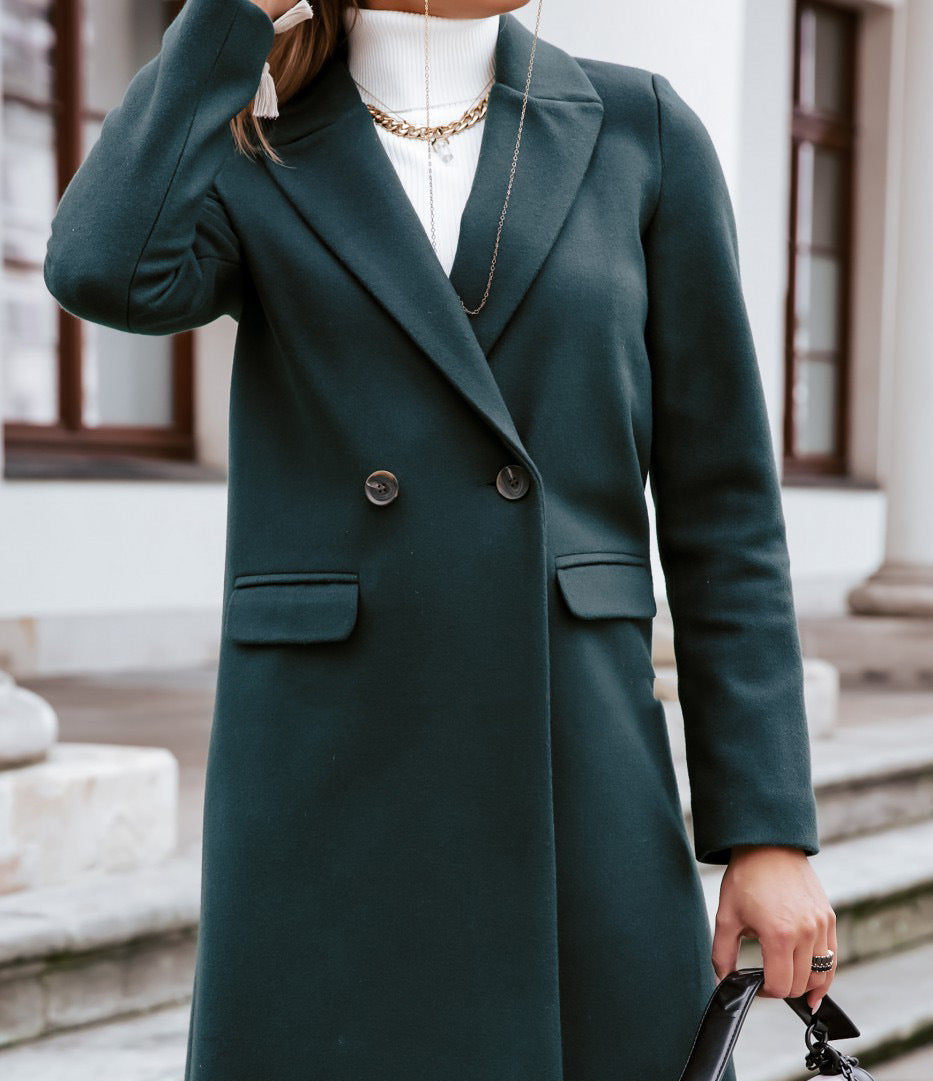 Chic Wool-Blend Collar Coat