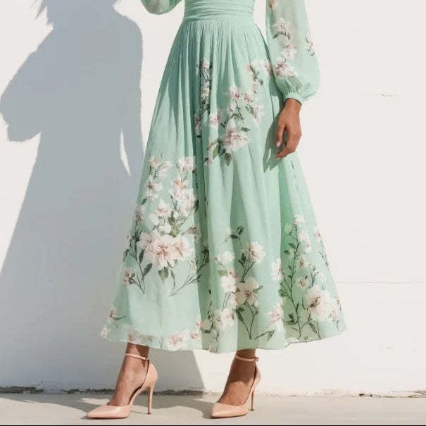 Celestia Pleated Chiffon Dress