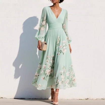 Celestia Pleated Chiffon Dress