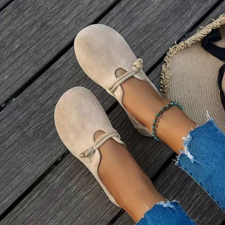 Velour Suede Round Toe Flats