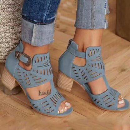 Elara Cut-Out Block Heel Sandals