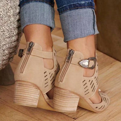 Elara Cut-Out Block Heel Sandals