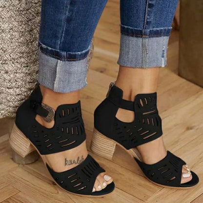 Elara Cut-Out Block Heel Sandals