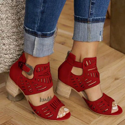 Elara Cut-Out Block Heel Sandals
