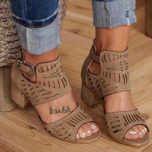 Elara Cut-Out Block Heel Sandals