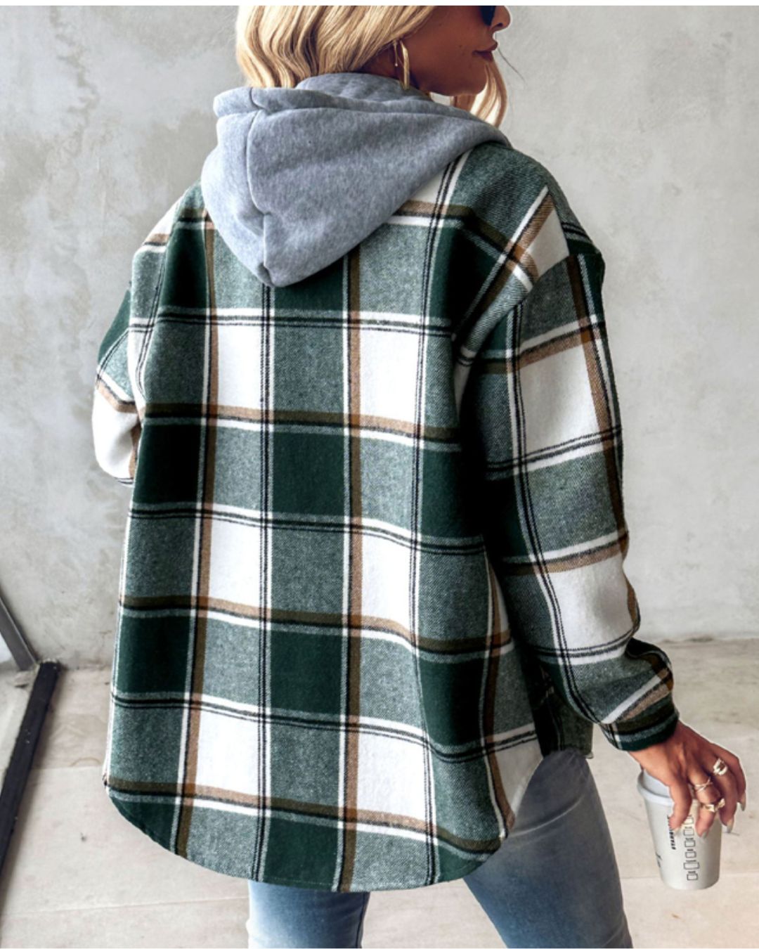 SableMont Modern Plaid Hood Coat