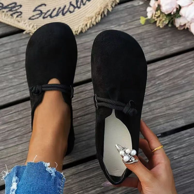 Velour Suede Round Toe Flats