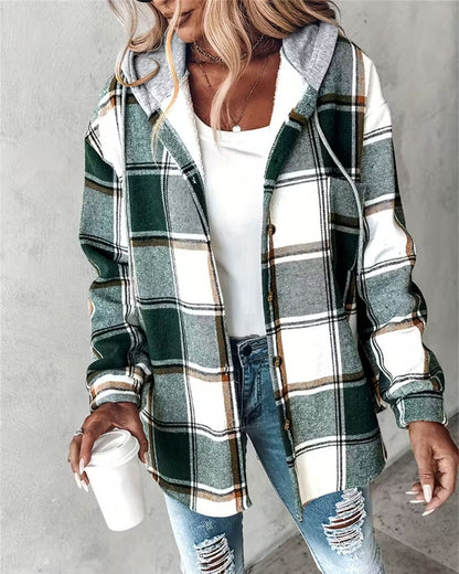 SableMont Modern Plaid Hood Coat