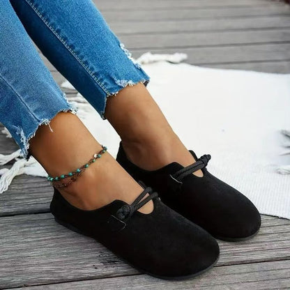 Velour Suede Round Toe Flats
