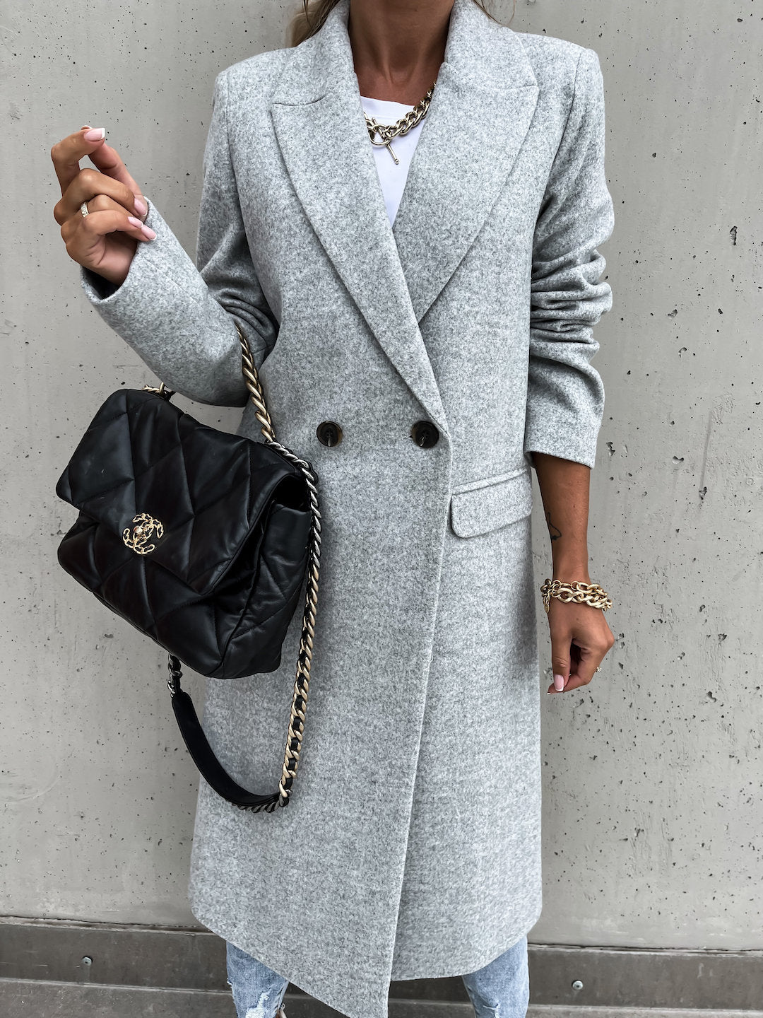Chic Wool-Blend Collar Coat