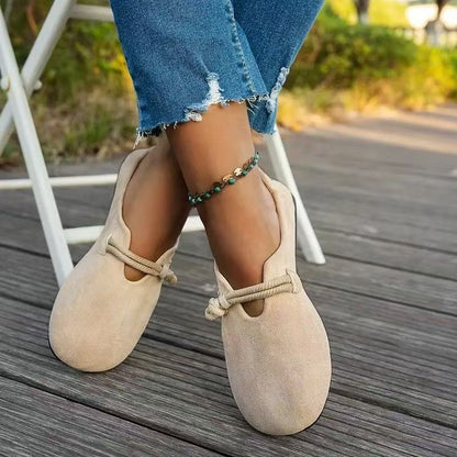 Velour Suede Round Toe Flats