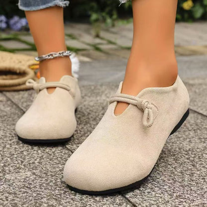 Velour Suede Round Toe Flats